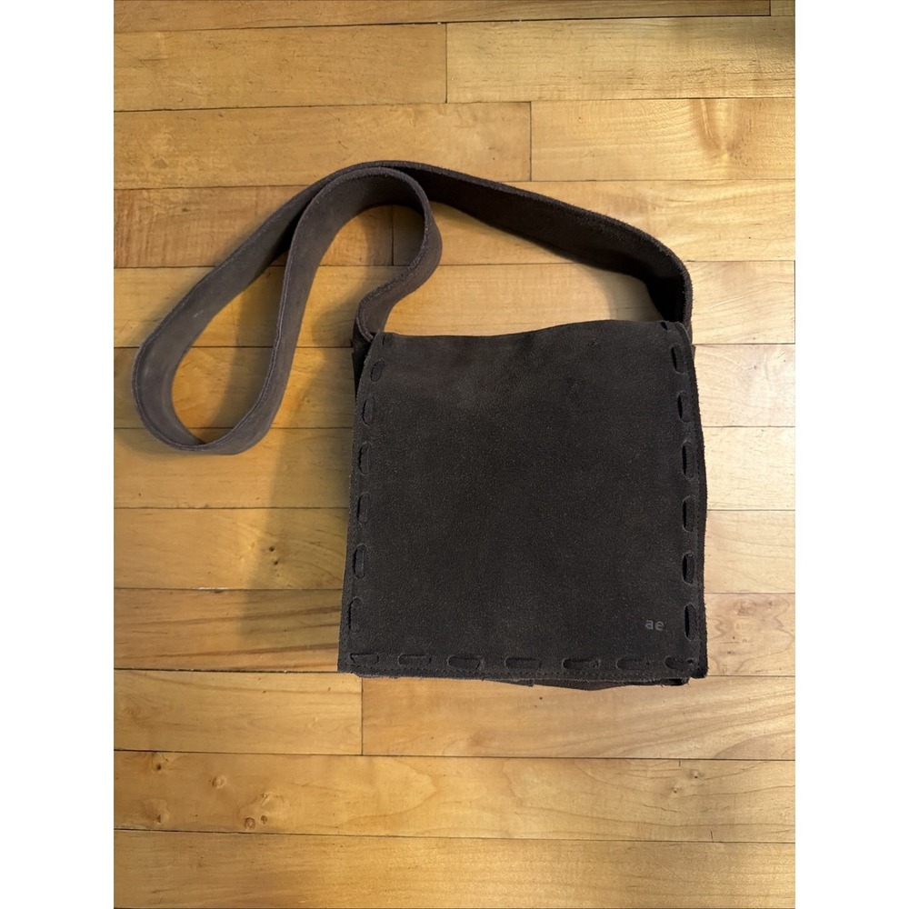 American Eagle Fringe Crossbody Bag Trim Brown Suede Boho Hippie NWT